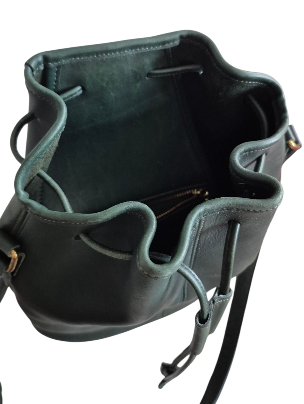 Vintage Coach Dark Green Leather USA Bucket Bag - Picture 4 of 15